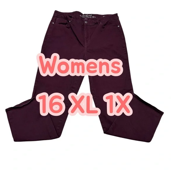 Gloria Vanderbilt 16 XL 1X Jeans Denim Wine Stretch Slimming Rail Straight - Picture 3 of 11